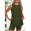 image:imageATHMILE 2 Piece Sets for Women 2026 Summer Matching Lounge Shorts Set Airport Travel Loungewear Outfits Beach VacationArmy Green