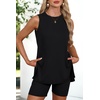 image:imageATHMILE 2 Piece Sets for Women 2026 Summer Matching Lounge Shorts Set Airport Travel Loungewear Outfits Beach VacationBlack
