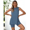 image:imageATHMILE 2 Piece Sets for Women 2026 Summer Matching Lounge Shorts Set Airport Travel Loungewear Outfits Beach VacationBlue