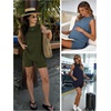 image:imageATHMILE 2 Piece Sets for Women 2026 Summer Matching Lounge Shorts Set Airport Travel Loungewear Outfits Beach VacationNavy