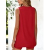 image:imageATHMILE 2 Piece Sets for Women 2026 Summer Matching Lounge Shorts Set Airport Travel Loungewear Outfits Beach VacationRed