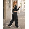 image:imageATHMILE Cotton Fleece Lined Sweatpants Women Straight Leg Casual Lounge Pants with Pockets Winter Warm Fall Clothes 2026Black