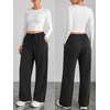 image:imageATHMILE Cotton Fleece Lined Sweatpants Women Straight Leg Casual Lounge Pants with Pockets Winter Warm Fall Clothes 2026Black