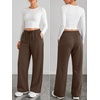 image:imageATHMILE Cotton Fleece Lined Sweatpants Women Straight Leg Casual Lounge Pants with Pockets Winter Warm Fall Clothes 2026Brown
