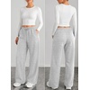 image:imageATHMILE Cotton Fleece Lined Sweatpants Women Straight Leg Casual Lounge Pants with Pockets Winter Warm Fall Clothes 2026Grey