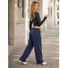 image:imageATHMILE Cotton Fleece Lined Sweatpants Women Straight Leg Casual Lounge Pants with Pockets Winter Warm Fall Clothes 2026Navy