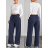 image:imageATHMILE Cotton Fleece Lined Sweatpants Women Straight Leg Casual Lounge Pants with Pockets Winter Warm Fall Clothes 2026Navy