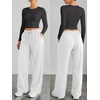 image:imageATHMILE Cotton Fleece Lined Sweatpants Women Straight Leg Casual Lounge Pants with Pockets Winter Warm Fall Clothes 2026White
