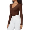 image:imageATHMILE Deep V Neck Long Sleeve Bodysuits for Women Sexy Going Out Tops Body SuitsCoffee