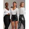 image:imageATHMILE Deep V Neck Long Sleeve Bodysuits for Women Sexy Going Out Tops Body SuitsCoffee
