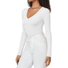 image:imageATHMILE Deep V Neck Long Sleeve Bodysuits for Women Sexy Going Out Tops Body SuitsWhite