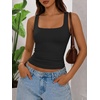 image:imageATHMILE Double Lined Tank Tops for Women Summer Square Neck Sleeveless Basic Spring Going Out TopBlack