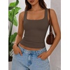 image:imageATHMILE Double Lined Tank Tops for Women Summer Square Neck Sleeveless Basic Spring Going Out TopCoffee