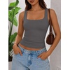 image:imageATHMILE Double Lined Tank Tops for Women Summer Square Neck Sleeveless Basic Spring Going Out TopDark Gray