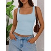 image:imageATHMILE Double Lined Tank Tops for Women Summer Square Neck Sleeveless Basic Spring Going Out TopLight Blue