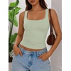 image:imageATHMILE Double Lined Tank Tops for Women Summer Square Neck Sleeveless Basic Spring Going Out TopLight Green