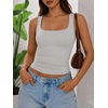 image:imageATHMILE Double Lined Tank Tops for Women Summer Square Neck Sleeveless Basic Spring Going Out TopLight Grey