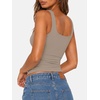 image:imageATHMILE Double Lined Tank Tops for Women Summer Square Neck Sleeveless Basic Spring Going Out TopLight Khaki
