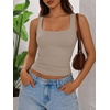 image:imageATHMILE Double Lined Tank Tops for Women Summer Square Neck Sleeveless Basic Spring Going Out TopLight Khaki