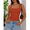 image:imageATHMILE Double Lined Tank Tops for Women Summer Square Neck Sleeveless Basic Spring Going Out TopOrange Red