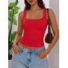 image:imageATHMILE Double Lined Tank Tops for Women Summer Square Neck Sleeveless Basic Spring Going Out TopRed