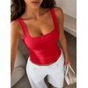 image:imageATHMILE Double Lined Tank Tops for Women Summer Square Neck Sleeveless Basic Spring Going Out TopRed