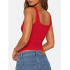 image:imageATHMILE Double Lined Tank Tops for Women Summer Square Neck Sleeveless Basic Spring Going Out TopRed