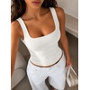 image:imageATHMILE Double Lined Tank Tops for Women Summer Square Neck Sleeveless Basic Spring Going Out TopWhite