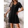 image:imageATHMILE Dresses for Women 2026 V Neck Short Sleeve Casual T Shirt Dress Sundresses Swimsuit Coverup with PocketsBlack