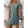 image:imageATHMILE Dresses for Women 2026 V Neck Short Sleeve Casual T Shirt Dress Sundresses Swimsuit Coverup with PocketsBlue Flowers