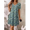 image:imageATHMILE Dresses for Women 2026 V Neck Short Sleeve Casual T Shirt Dress Sundresses Swimsuit Coverup with PocketsBlue Flowers
