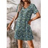 image:imageATHMILE Dresses for Women 2026 V Neck Short Sleeve Casual T Shirt Dress Sundresses Swimsuit Coverup with PocketsBlue Flowers