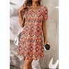 image:imageATHMILE Dresses for Women 2026 V Neck Short Sleeve Casual T Shirt Dress Sundresses Swimsuit Coverup with PocketsBoho Floral