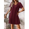 image:imageATHMILE Dresses for Women 2026 V Neck Short Sleeve Casual T Shirt Dress Sundresses Swimsuit Coverup with PocketsBurgundy