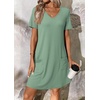 image:imageATHMILE Dresses for Women 2026 V Neck Short Sleeve Casual T Shirt Dress Sundresses Swimsuit Coverup with PocketsGreen