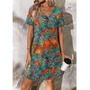 image:imageATHMILE Dresses for Women 2026 V Neck Short Sleeve Casual T Shirt Dress Sundresses Swimsuit Coverup with PocketsMaple Leaves