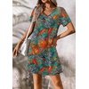 image:imageATHMILE Dresses for Women 2026 V Neck Short Sleeve Casual T Shirt Dress Sundresses Swimsuit Coverup with PocketsMaple Leaves