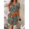 image:imageATHMILE Dresses for Women 2026 V Neck Short Sleeve Casual T Shirt Dress Sundresses Swimsuit Coverup with PocketsMaple Leaves