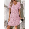 image:imageATHMILE Dresses for Women 2026 V Neck Short Sleeve Casual T Shirt Dress Sundresses Swimsuit Coverup with PocketsPink Polka Dots