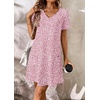 image:imageATHMILE Dresses for Women 2026 V Neck Short Sleeve Casual T Shirt Dress Sundresses Swimsuit Coverup with PocketsPink Polka Dots