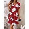 image:imageATHMILE Dresses for Women 2026 V Neck Short Sleeve Casual T Shirt Dress Sundresses Swimsuit Coverup with PocketsRedflowers
