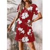 image:imageATHMILE Dresses for Women 2026 V Neck Short Sleeve Casual T Shirt Dress Sundresses Swimsuit Coverup with PocketsRedflowers