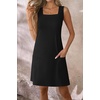 image:imageATHMILE Dresses for Women 2026 V Neck Short Sleeve Casual T Shirt Dress Sundresses Swimsuit Coverup with PocketsTblack