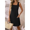 image:imageATHMILE Dresses for Women 2026 V Neck Short Sleeve Casual T Shirt Dress Sundresses Swimsuit Coverup with PocketsTblack