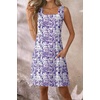 image:imageATHMILE Dresses for Women 2026 V Neck Short Sleeve Casual T Shirt Dress Sundresses Swimsuit Coverup with PocketsTpurple Leaves Floral