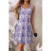 image:imageATHMILE Dresses for Women 2026 V Neck Short Sleeve Casual T Shirt Dress Sundresses Swimsuit Coverup with PocketsTpurple Leaves Floral