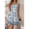 image:imageATHMILE Dresses for Women 2026 V Neck Short Sleeve Casual T Shirt Dress Sundresses Swimsuit Coverup with PocketsTwhite Blue Flowers