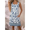 image:imageATHMILE Dresses for Women 2026 V Neck Short Sleeve Casual T Shirt Dress Sundresses Swimsuit Coverup with PocketsTwhite Blue Flowers