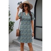 image:imageATHMILE Dresses for Women Casual Summer Boho Dress Short Sleeve Fashion Beach Vacation Clothes V Neck Date OutfitsBlue Floral