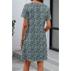 image:imageATHMILE Dresses for Women Casual Summer Boho Dress Short Sleeve Fashion Beach Vacation Clothes V Neck Date OutfitsBlue Floral